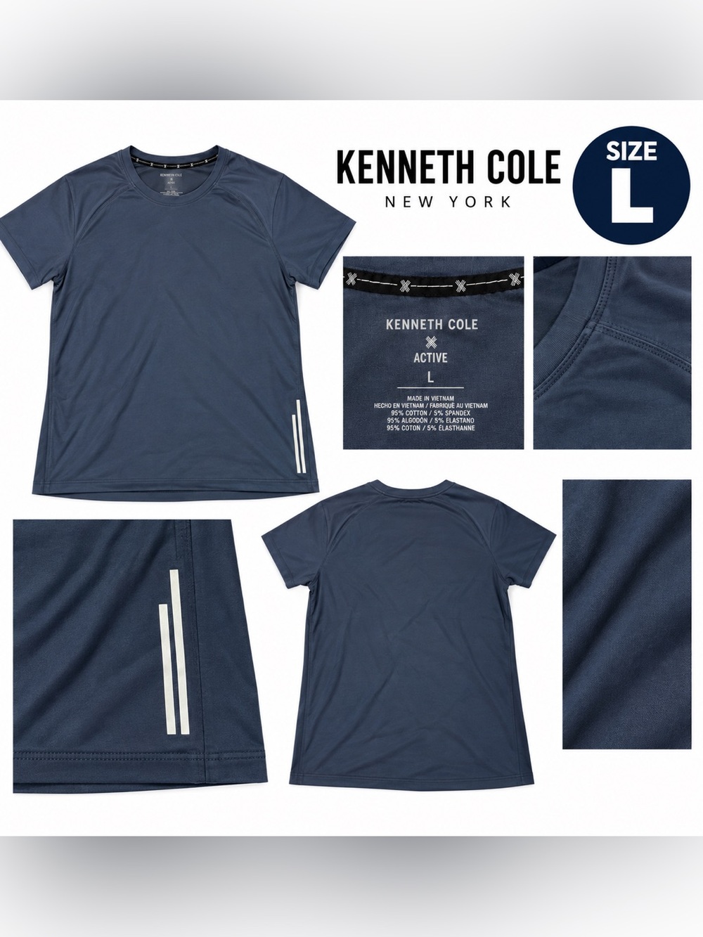 Kenneth Cole Navy Blue Active Short-Sleeve Performance Tee